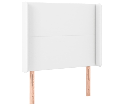 vidaXL gultas galvgalis ar LED, 83x16x118/128 cm, balta mākslīgā āda
