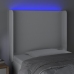 vidaXL gultas galvgalis ar LED, 83x16x118/128 cm, balta mākslīgā āda