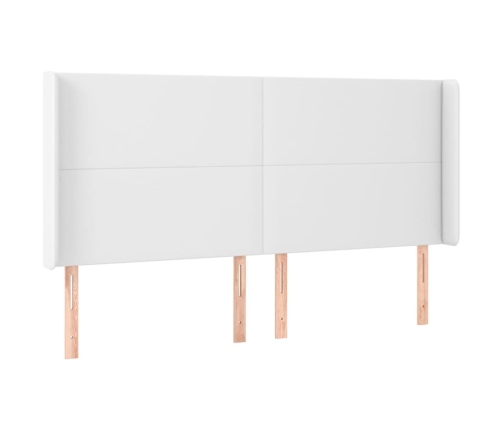 vidaXL gultas galvgalis ar LED, 203x16x118/128 cm, balta mākslīgā āda