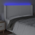 vidaXL gultas galvgalis ar LED, 203x16x118/128 cm, balta mākslīgā āda