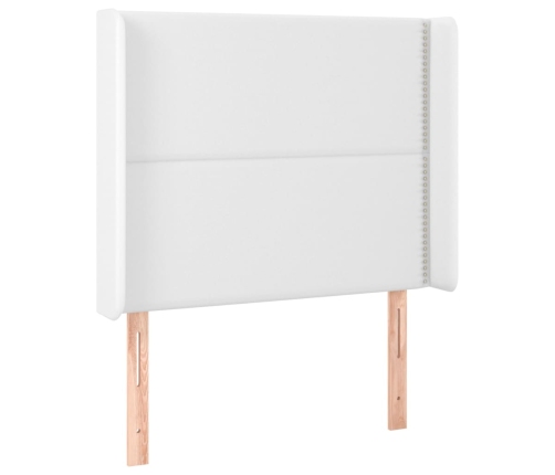 vidaXL gultas galvgalis ar LED, 93x16x118/128 cm, balta mākslīgā āda