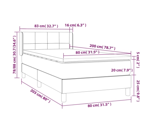 vidaXL atsperu gulta ar matraci, rozā samts, 80x200 cm