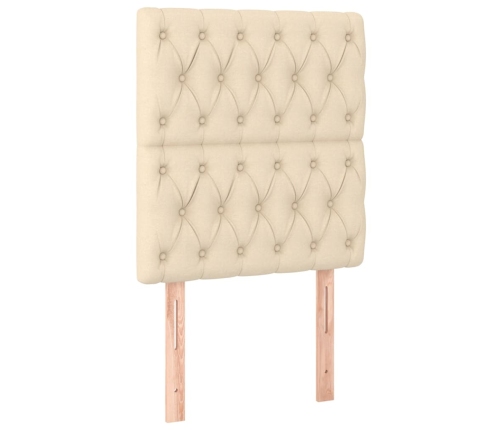 vidaXL atsperu gultas rāmis ar matraci, krēmkrāsas, 80x200 cm, audums