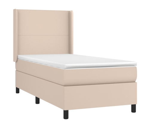 vidaXL atsperu gulta ar matraci, kapučīno, 80x200 cm, mākslīgā āda