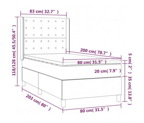 vidaXL atsperu gulta ar matraci, melna, 80x200 cm, mākslīgā āda