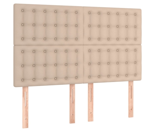 vidaXL atsperu gulta ar matraci, kapučīno, 140x190 cm, mākslīgā āda