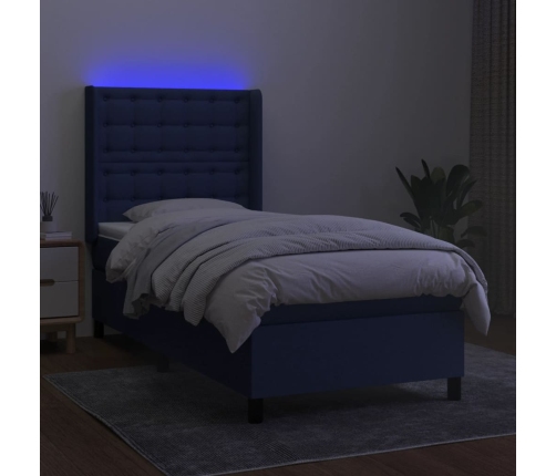 vidaXL atsperu gulta ar matraci, LED, zils audums, 80x200 cm
