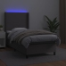 vidaXL atsperu gulta ar matraci, LED, pelēka, 100x200 cm, mākslīgā āda