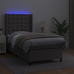 vidaXL atsperu gulta ar matraci, LED, pelēka, 100x200 cm, mākslīgā āda