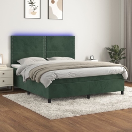Atsperu Gulta Ar Matraci, Led, Tumši Zaļš Samts, 180X200 Cm Vidaxl Atsperu Gulta Ar Matraci, Led, Tumši Zaļš Samts, 180X200 Cm Vidaxl