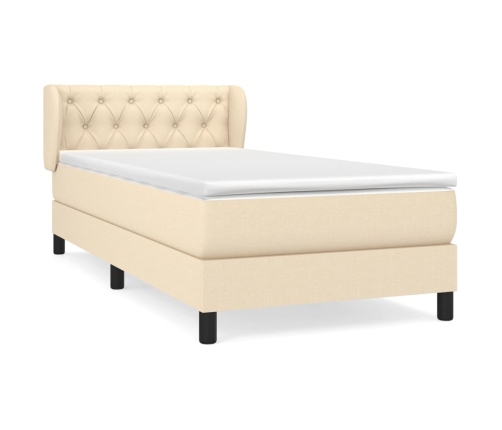 vidaXL atsperu gultas rāmis ar matraci, krēmkrāsas, 80x200 cm, audums