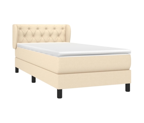 vidaXL atsperu gultas rāmis ar matraci, krēmkrāsas, 80x200 cm, audums