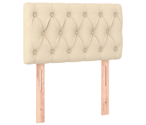 vidaXL atsperu gultas rāmis ar matraci, krēmkrāsas, 80x200 cm, audums