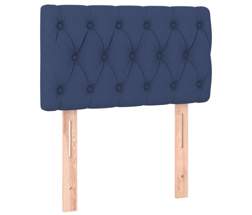 vidaXL atsperu gultas rāmis ar matraci, zils, 80x200 cm, audums