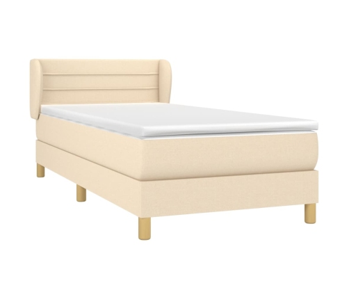 vidaXL atsperu gultas rāmis ar matraci, krēmkrāsas, 80x200 cm, audums