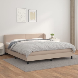 Atsperu Gulta Ar Matraci, Kapučīno, 160X200 Cm, Mākslīgā Āda Vidaxl