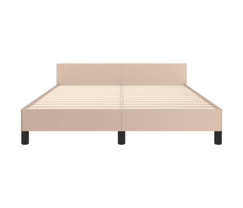 vidaXL gultas rāmis ar galvgali, kapučīno, 140x190 cm, mākslīgā āda