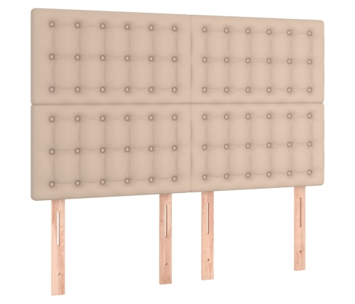 vidaXL gultas rāmis ar galvgali, kapučīno, 140x190 cm, mākslīgā āda