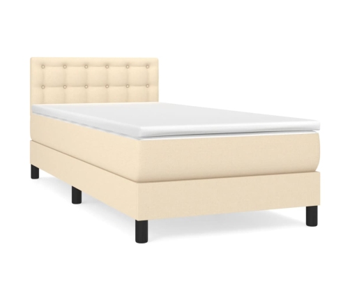 vidaXL atsperu gultas rāmis ar matraci, krēmkrāsas, 80x200 cm, audums