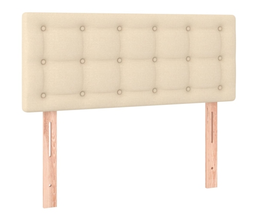 vidaXL atsperu gultas rāmis ar matraci, krēmkrāsas, 80x200 cm, audums