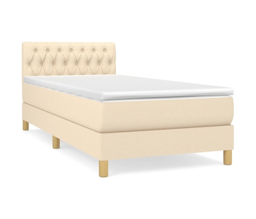 vidaXL atsperu gultas rāmis ar matraci, krēmkrāsas, 80x200 cm, audums