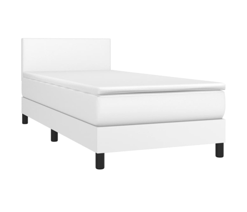 vidaXL atsperu gulta ar matraci, balta, 90x200 cm, mākslīgā āda