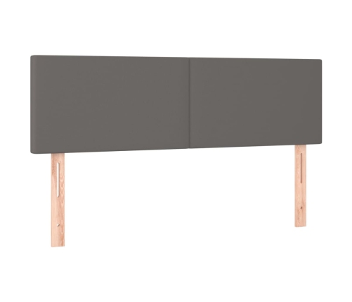 vidaXL atsperu gulta ar matraci, pelēka, 140x190 cm, mākslīgā āda