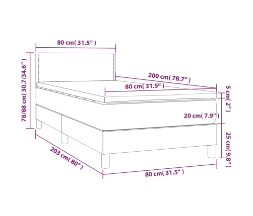 vidaXL atsperu gulta ar matraci, pelēka, 80x200 cm, mākslīgā āda