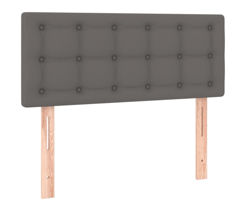 vidaXL atsperu gulta ar matraci, pelēka, 80x200 cm, mākslīgā āda