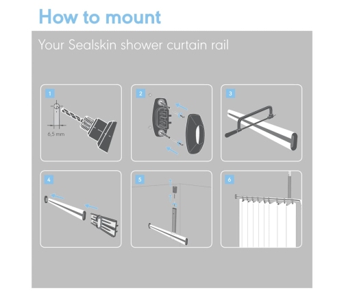 Sealskin dušas aizkaru sliežu komplekts Easy-Roll, melns