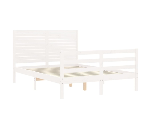 vidaXL gultas rāmis ar galvgali, balts, divvietīgs, masīvkoks