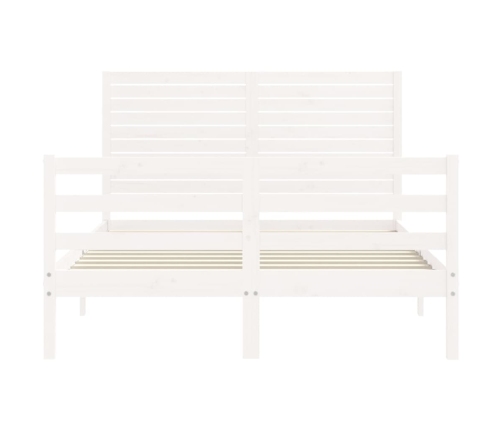 vidaXL gultas rāmis ar galvgali, balts, divvietīgs, masīvkoks