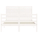 vidaXL gultas rāmis ar galvgali, balts, divvietīgs, masīvkoks