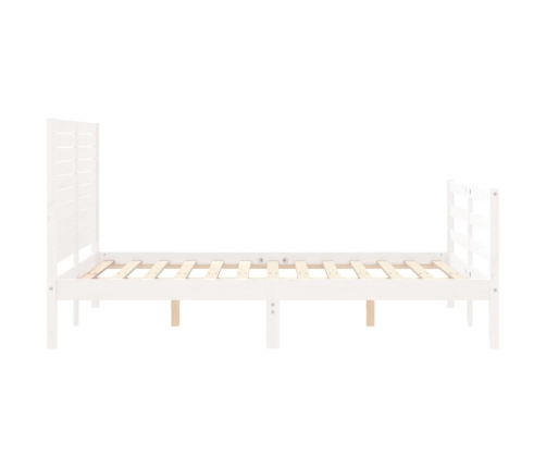 vidaXL gultas rāmis ar galvgali, balts, divvietīgs, masīvkoks