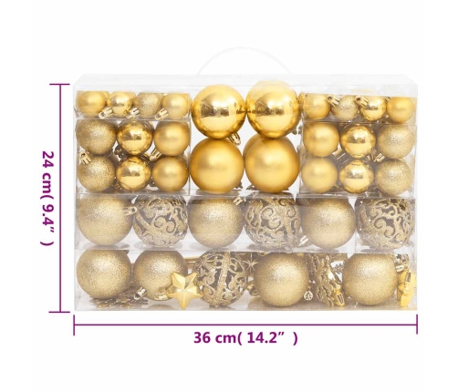 Ziemassvētku Eglītes Rotājumi, 111 Daļas, Zeltains Polistirols Vidaxl