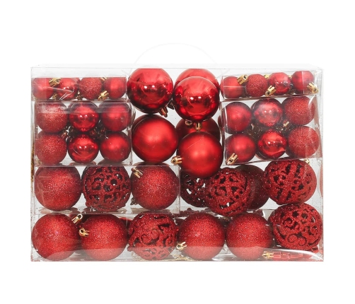 vidaXL Ziemassvētku eglītes rotājumi, 111 daļas, sarkans polistirols