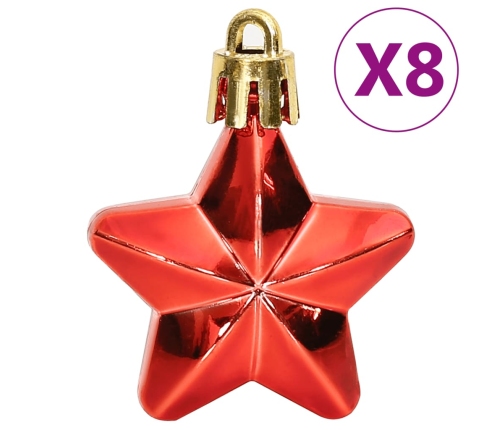 vidaXL Ziemassvētku eglītes rotājumi, 111 daļas, sarkans polistirols