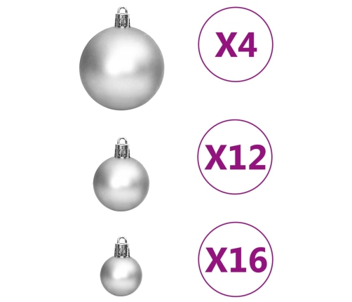 vidaXL Ziemassvētku eglītes rotājumi, 111 gab., sudrabains polistirols