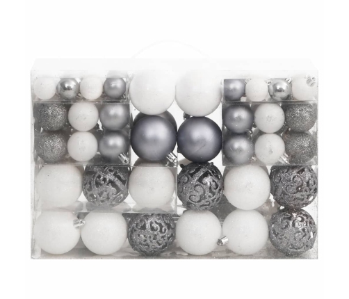 Ziemassvētku Eglītes Rotājumi, 111 Gab., Balti Un Pelēki Vidaxl