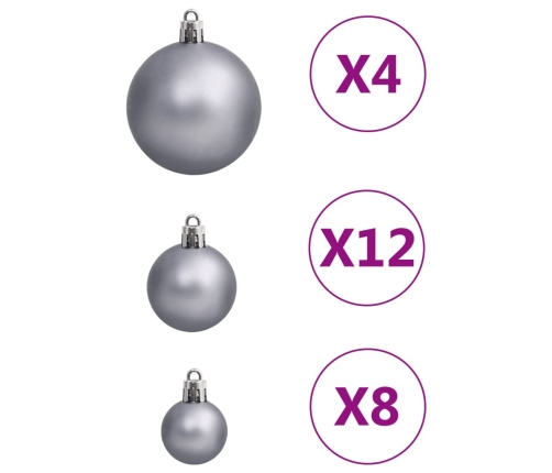 Ziemassvētku Eglītes Rotājumi, 111 Gab., Balti Un Pelēki Vidaxl