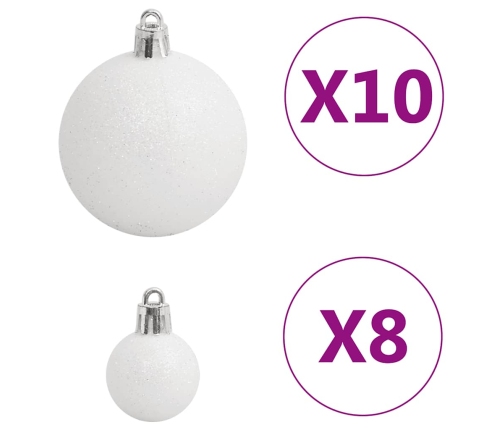 Ziemassvētku Eglītes Rotājumi, 111 Gab., Balti Un Pelēki Vidaxl