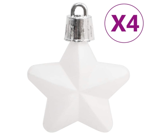 Ziemassvētku Eglītes Rotājumi, 111 Gab., Balti Un Pelēki Vidaxl