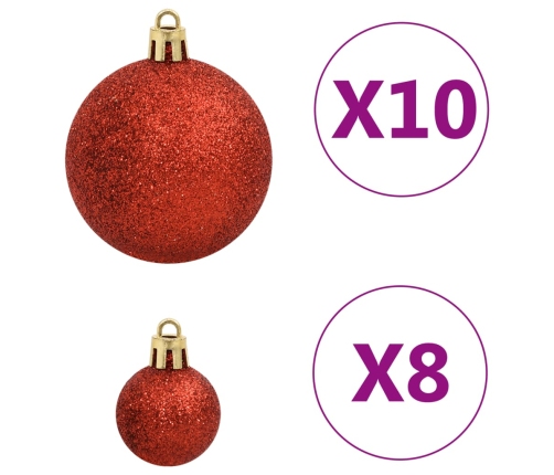 vidaXL Ziemassvētku eglītes rotājumi, 112 gb., sarkani, zaļi, zeltaini