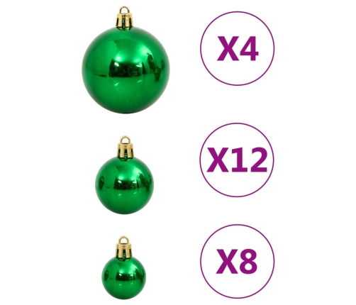 vidaXL Ziemassvētku eglītes rotājumi, 112 gb., sarkani, zaļi, zeltaini