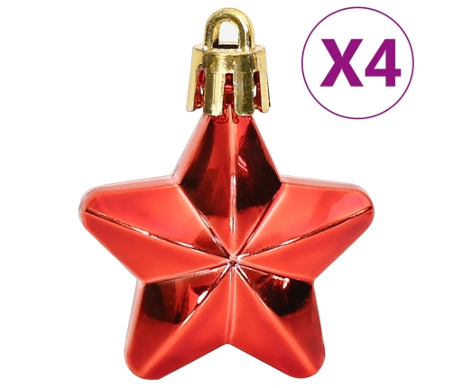 vidaXL Ziemassvētku eglītes rotājumi, 112 gb., sarkani, zaļi, zeltaini