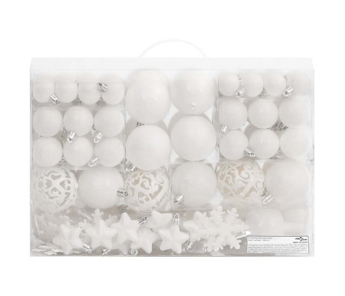 Ziemassvētku Eglītes Rotājumi, 111 Daļas, Balts Polistirols Vidaxl