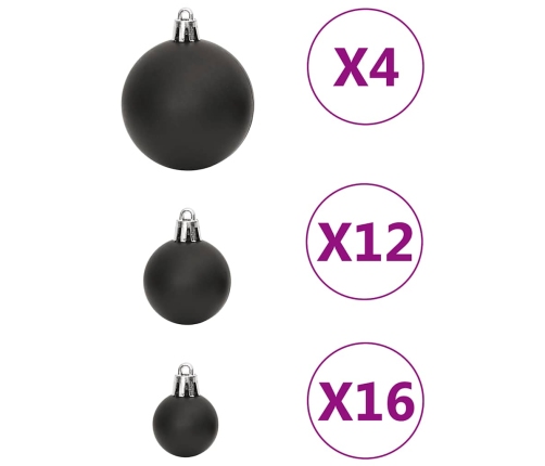 Ziemassvētku Eglītes Rotājumi, 111 Gab., Melns Polistirols Vidaxl