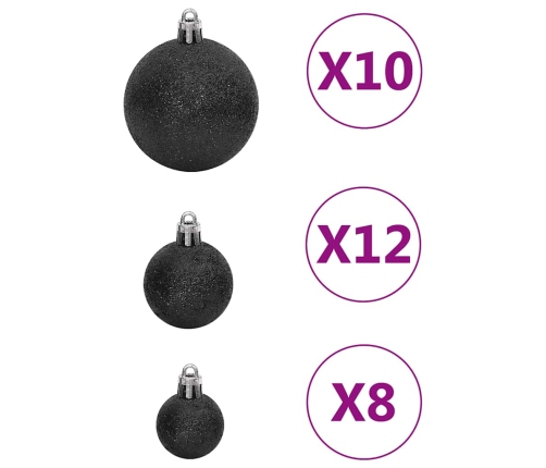 Ziemassvētku Eglītes Rotājumi, 111 Gab., Melns Polistirols Vidaxl