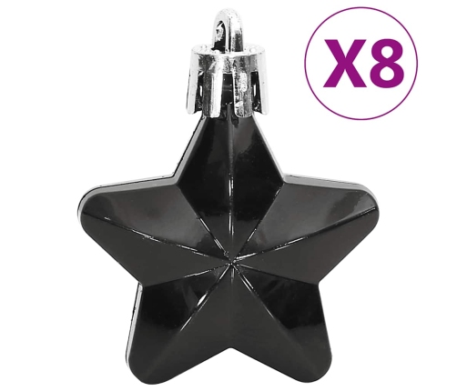 Ziemassvētku Eglītes Rotājumi, 111 Gab., Melns Polistirols Vidaxl