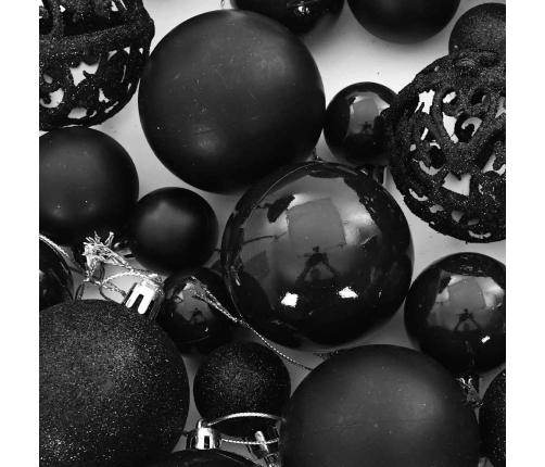 Ziemassvētku Eglītes Rotājumi, 111 Gab., Melns Polistirols Vidaxl